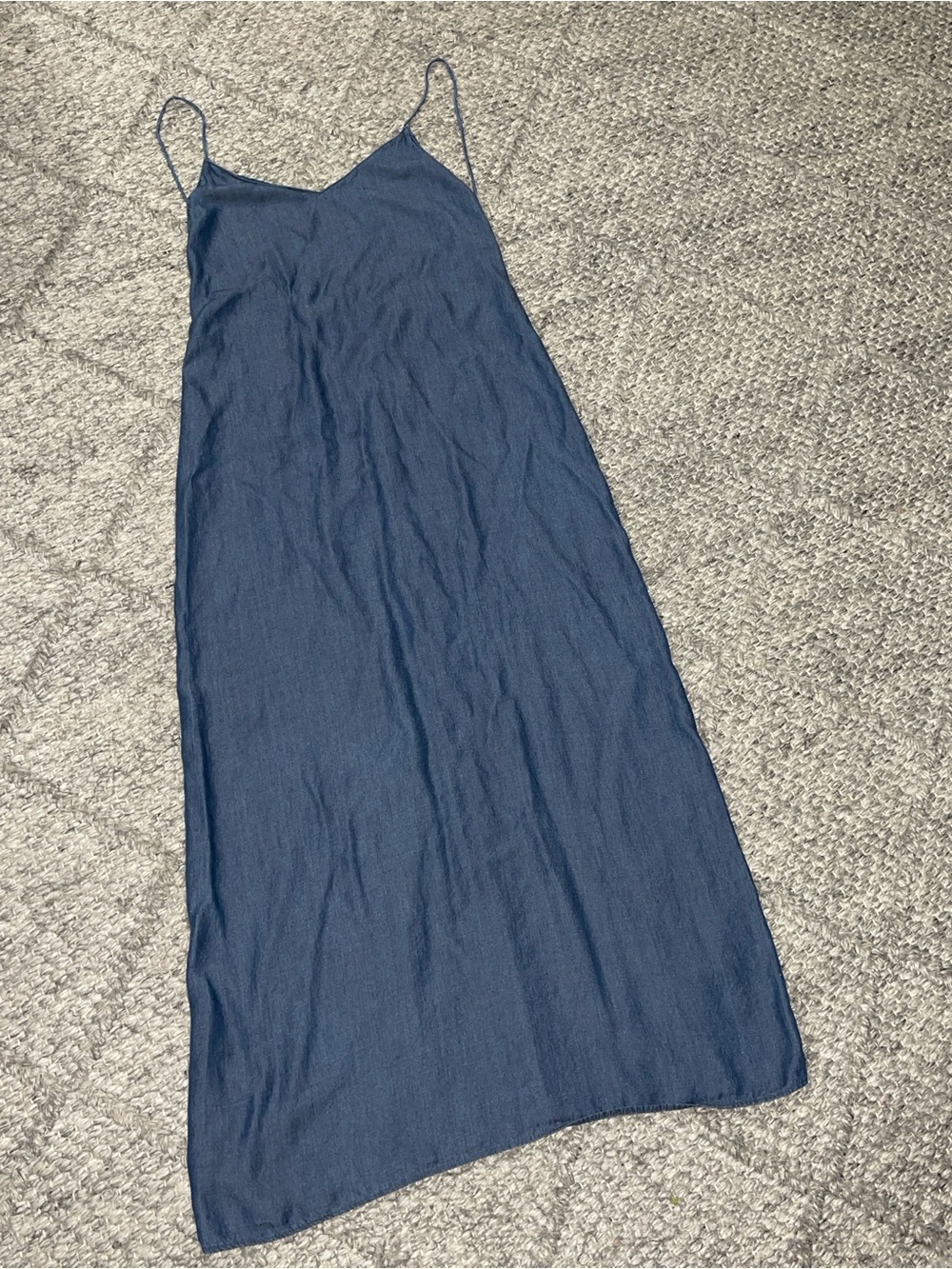 Zara Navy Slip Maxi Dress with Thin Straps